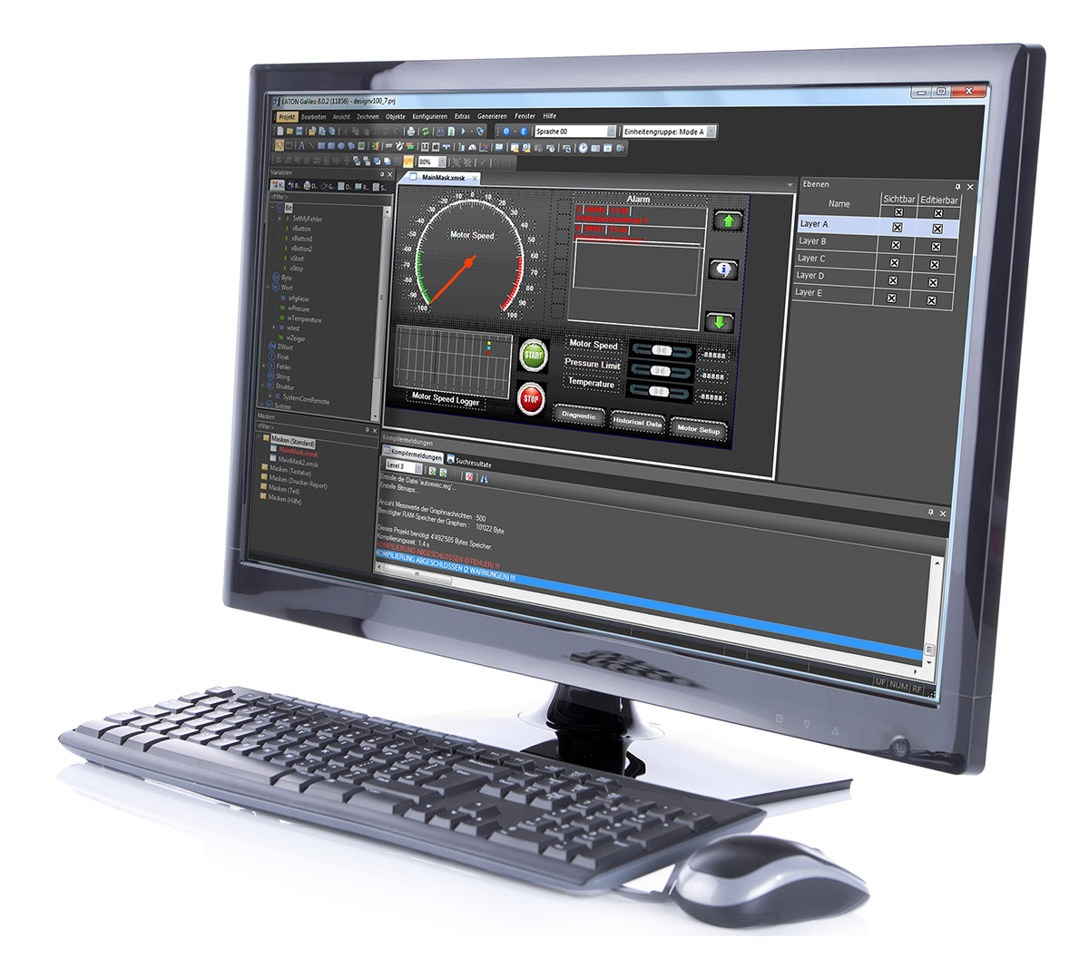 Galileo 10 visulization software on monitor