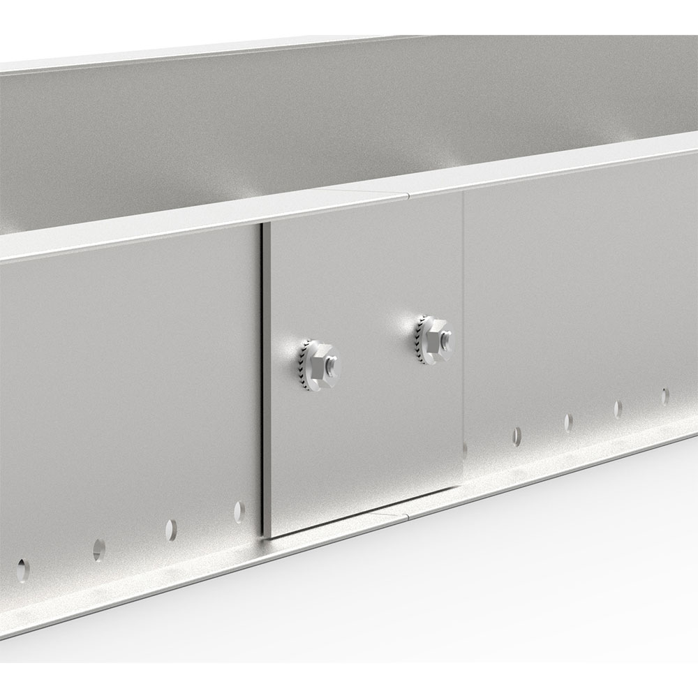 KwikRail cable tray I-beam side rail splice retention groove