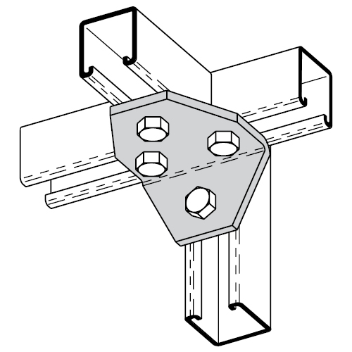 Four Hole Gusseted Three Way Shelf Angle