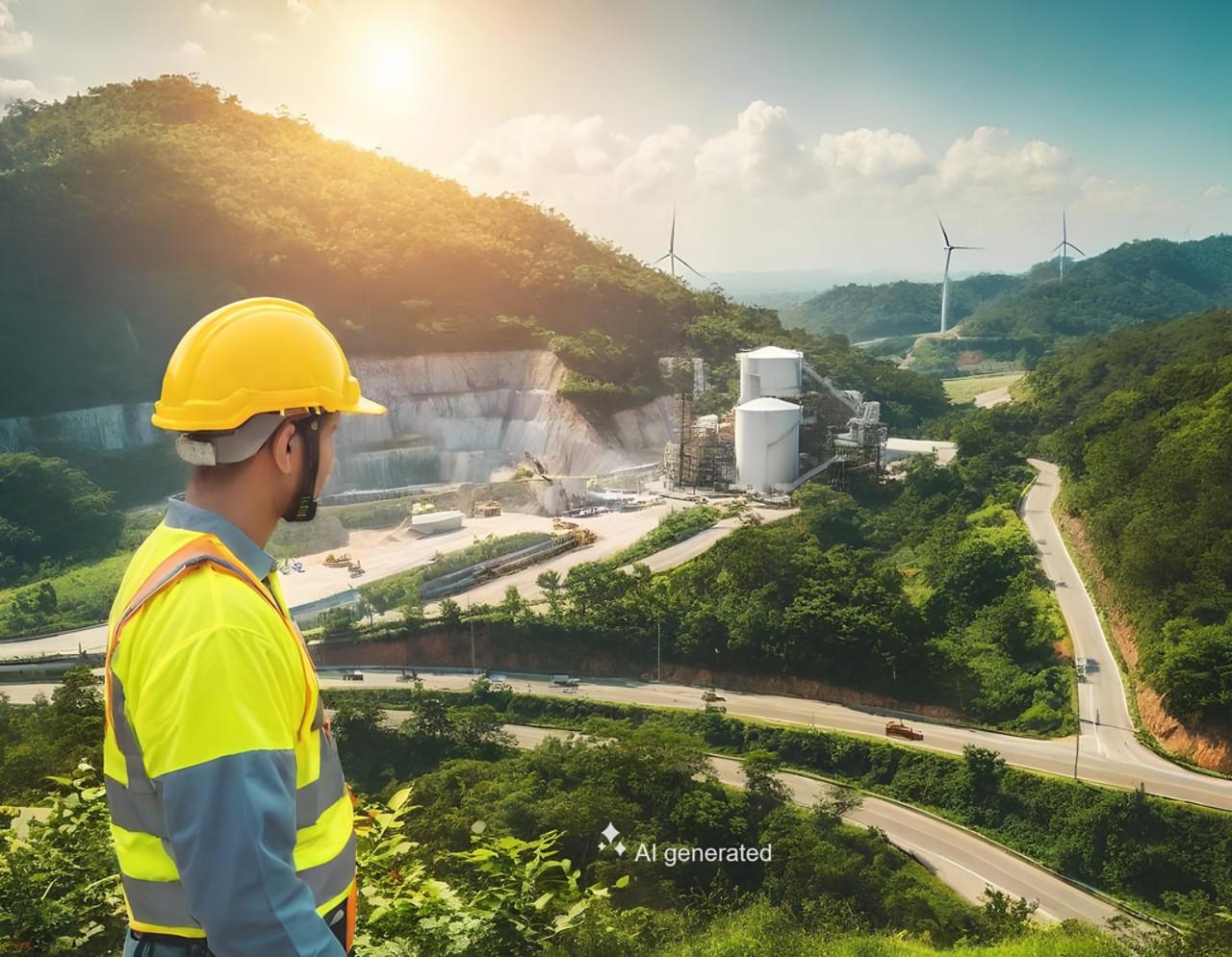 Engineer looks industry facility