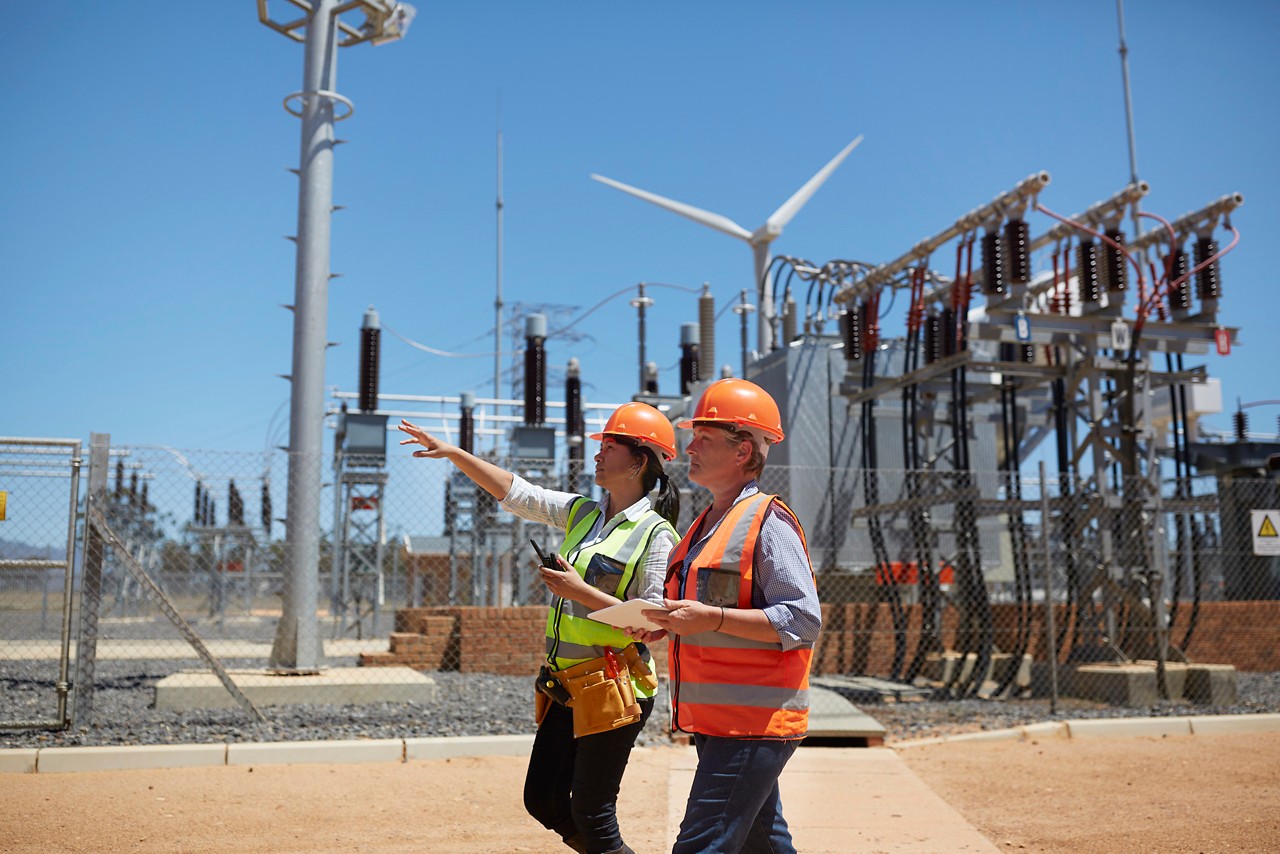 Engineers digital tablet power plant getty 970437086