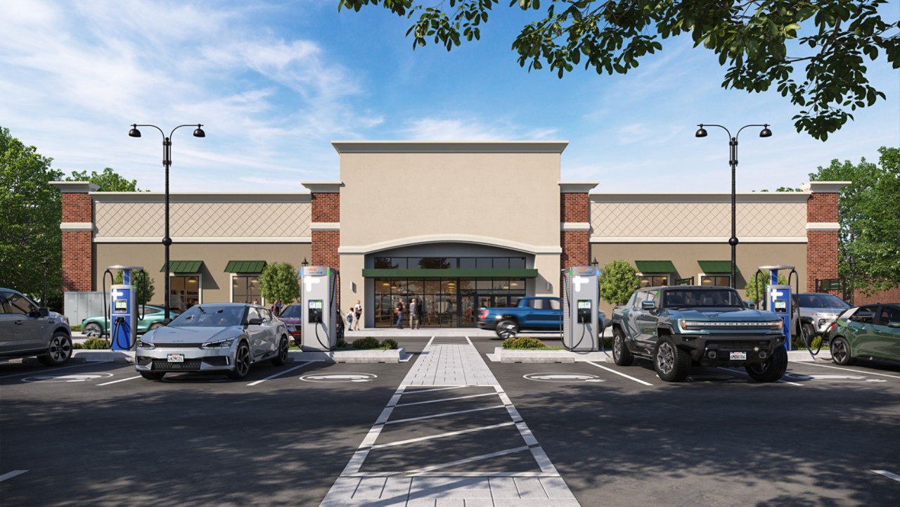 Eaton and ChargePoint chargers at shopping center