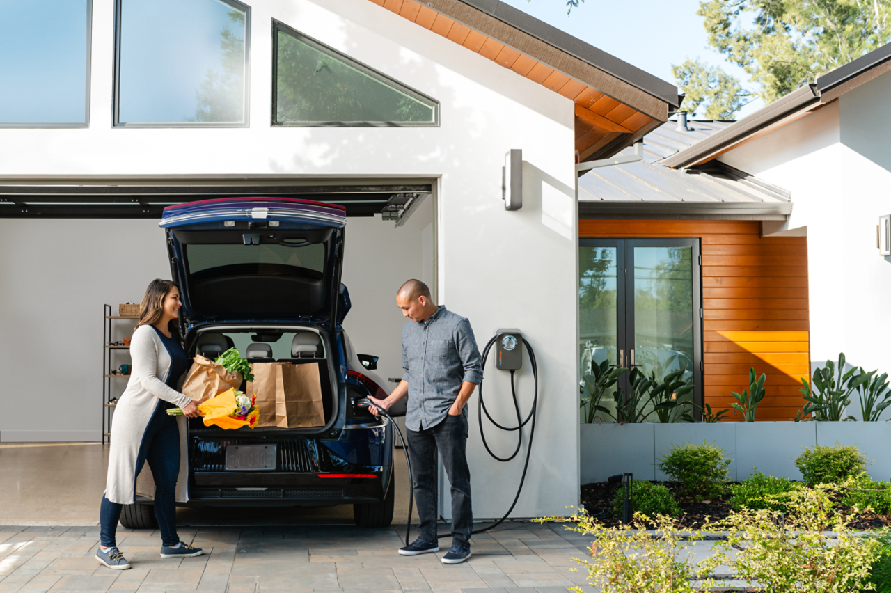 Eaton ChargePoint Home Flex man in garage