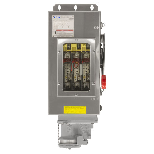 Interlocked receptacle with enclosed safety disconnect switch and window