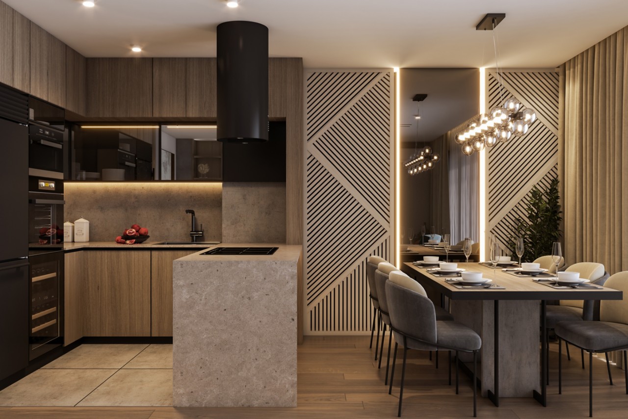 Kitchen Modern Style with Lighting