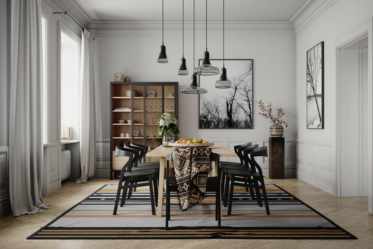 Modern Dining Room With Lighting
