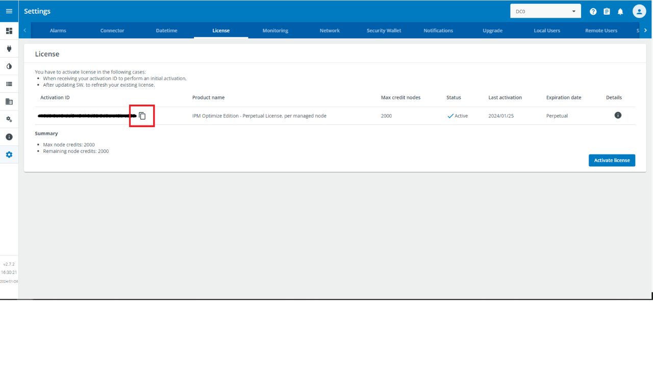 The license page for Eaton's IPM software