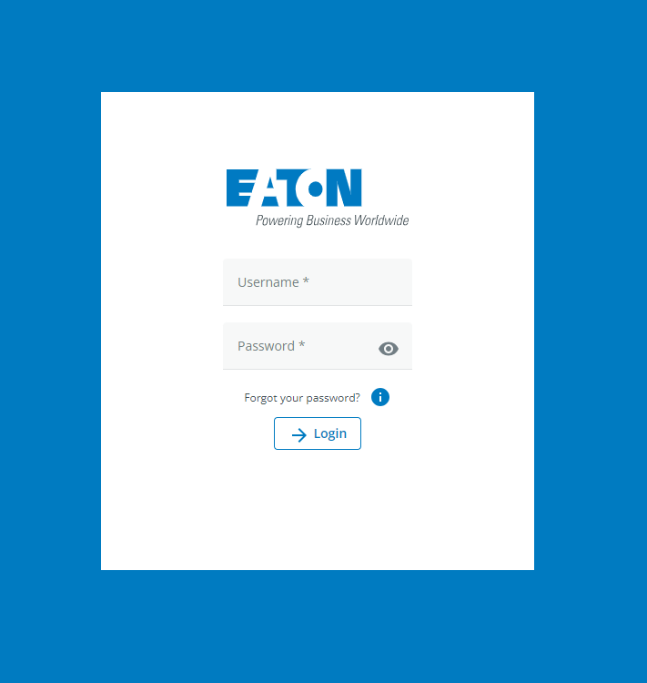 Login screen for Eaton's IPM software