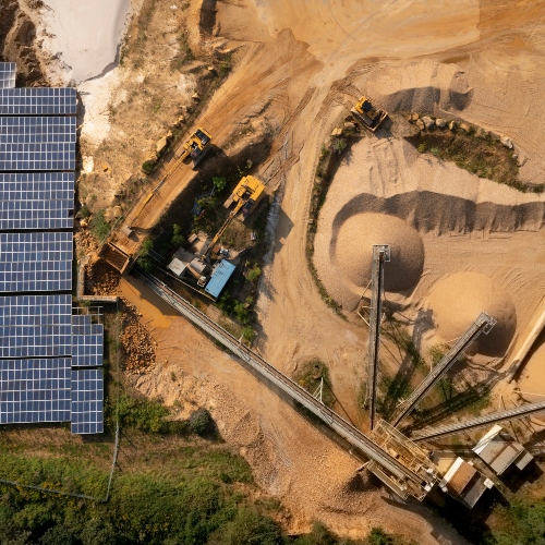 Aerial solar panels sandmine